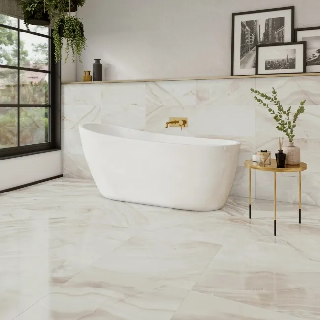 Rodas Light Beige Marble Effect Tiles 600x300