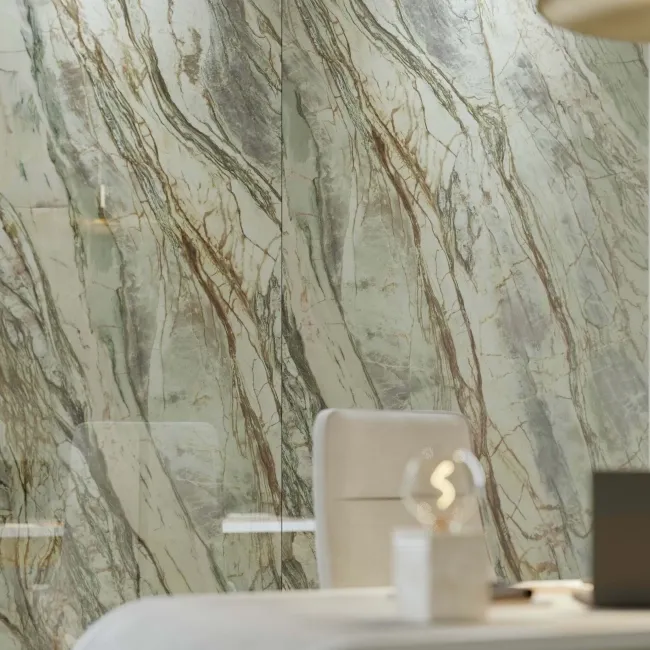 Abstract Rectified Polished Porcelain Green Floor Tiles