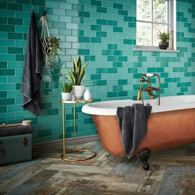 Vintage Blue Wood Effect Tile 15x60