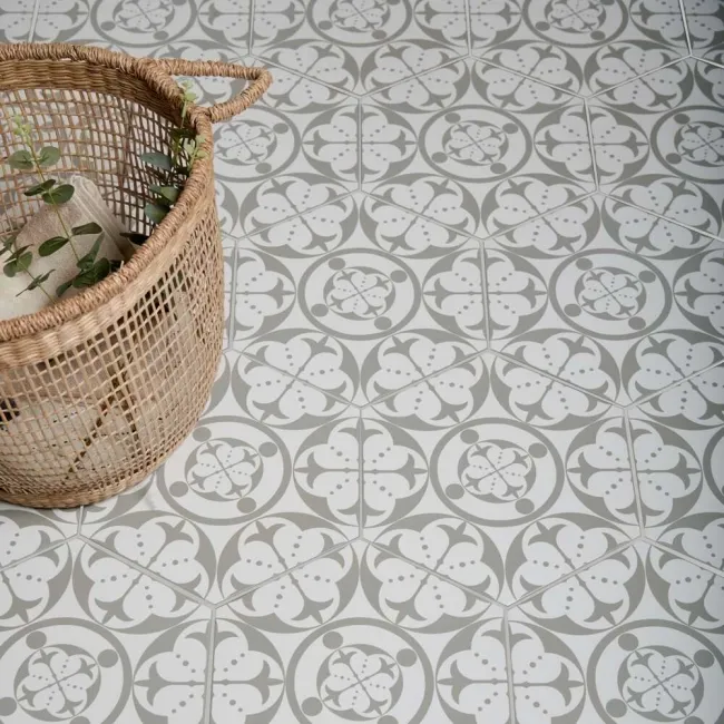 Carnaby Hexagon Decor Grey Tile