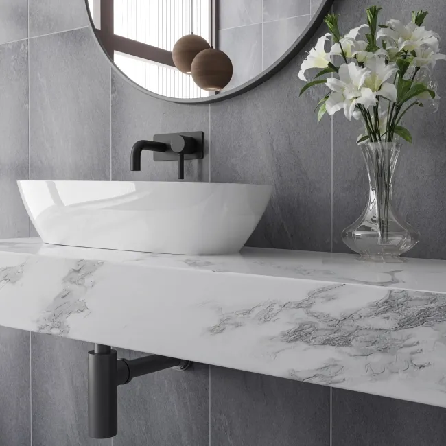 Etna Anthracite Grey Stone Effect Wall and Floor Tile