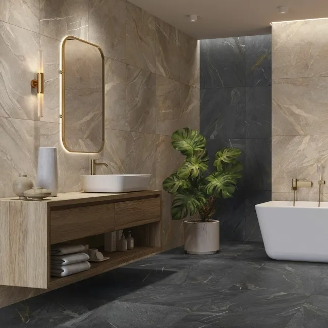 Granby Beige Matt Stone Effect Wall And Floor Tiles 597x597