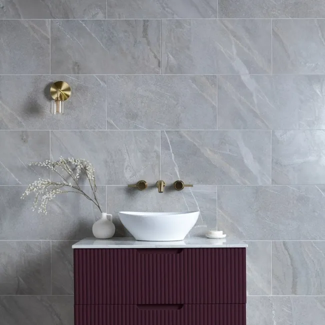 Granby Light Grey Matt Stone Effect Wall And Floor Rectified Tiles