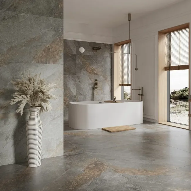 Auric Light Grey Marble Effect Wall and Floor Tiles 1197x597