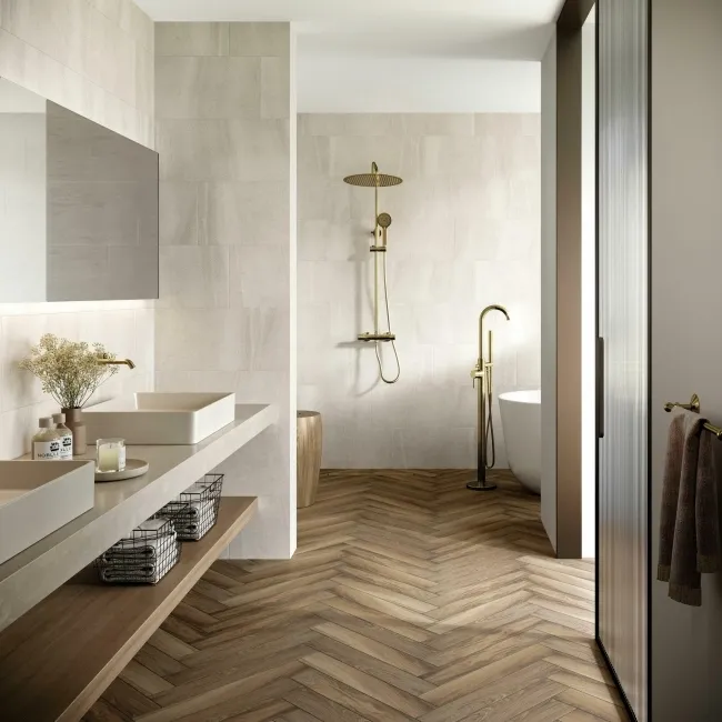 New Pietra White Rectified Matt Stone Effect Tile 600x300x7mm