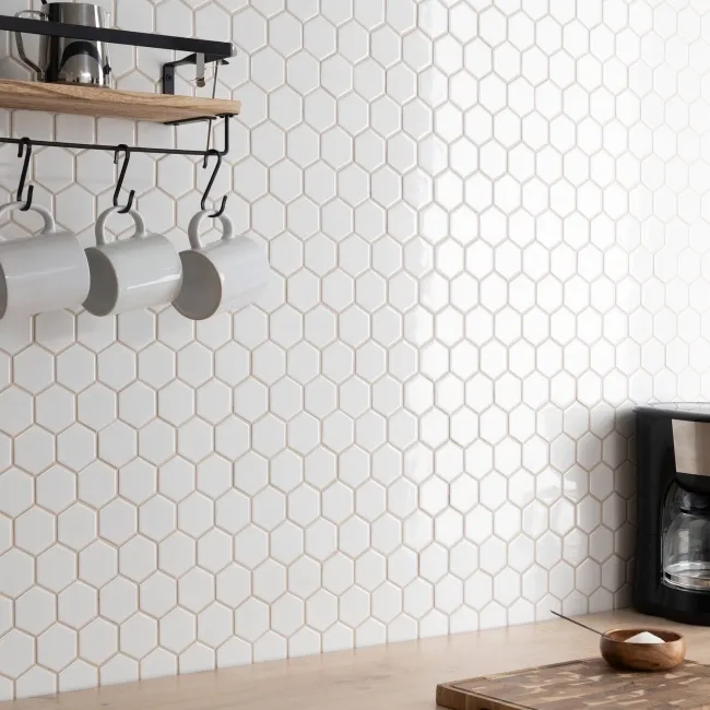 Pixel White Hexagon Gloss 50x50