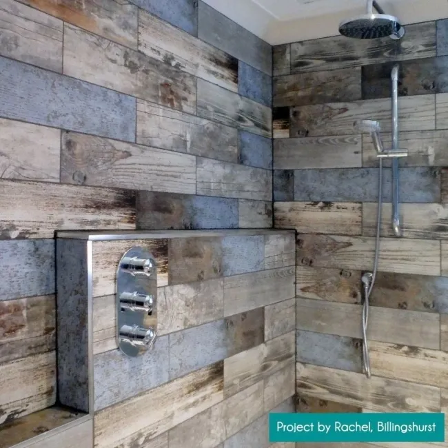 Vintage Blue Wood Effect Tile 15x60