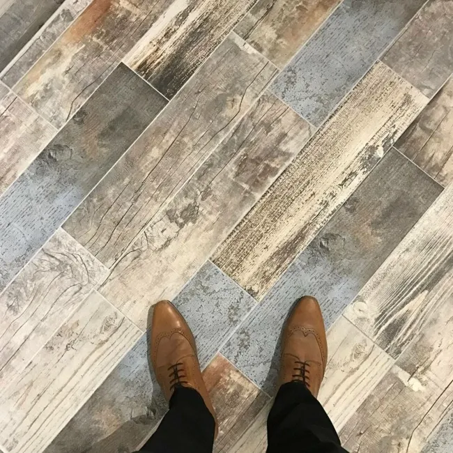 Vintage Blue Wood Effect Tile 15x60