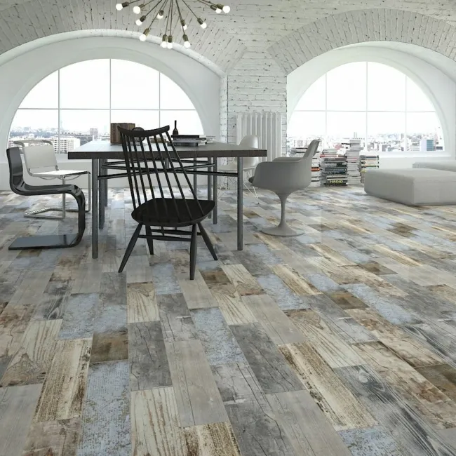 Vintage Blue Wood Effect Tile 15x60