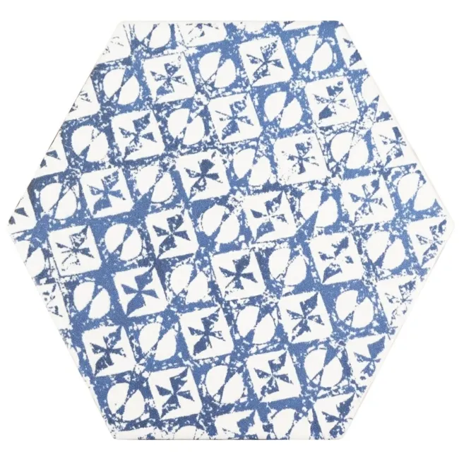 Souk Blue Patchwork Hexagon Tiles 15x15cm