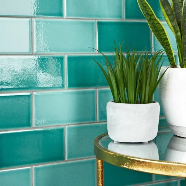 Liso Craquele Verde Mar Green Metro Tiles 75x150