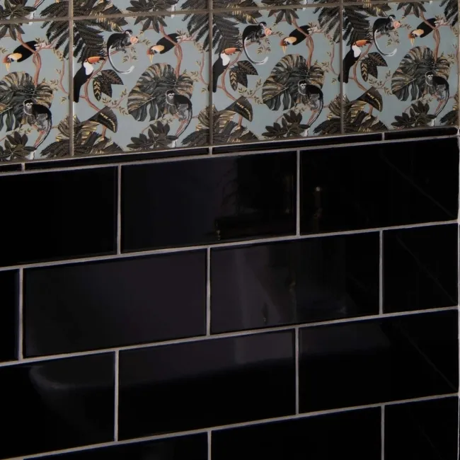 Liso Black Gloss Metro Tiles 100x200