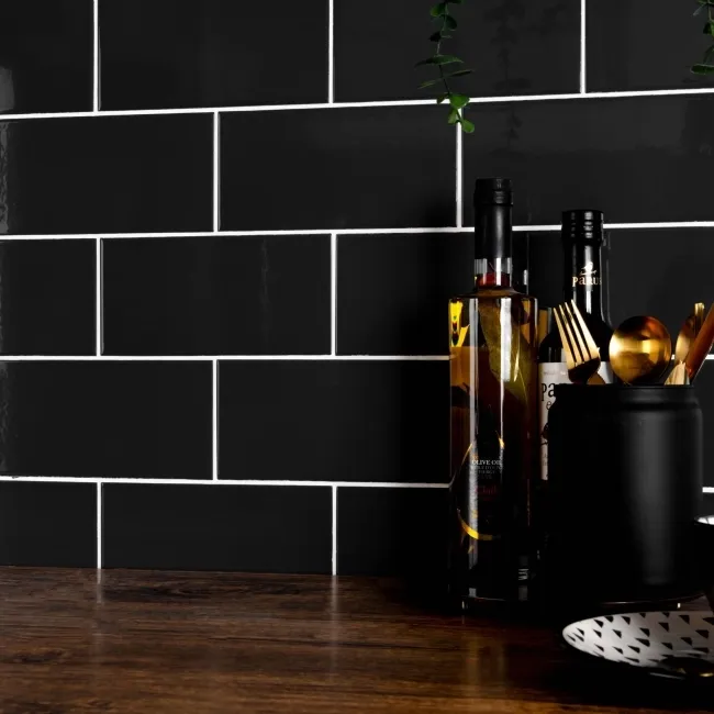 Liso Black Gloss Metro Tiles 100x200