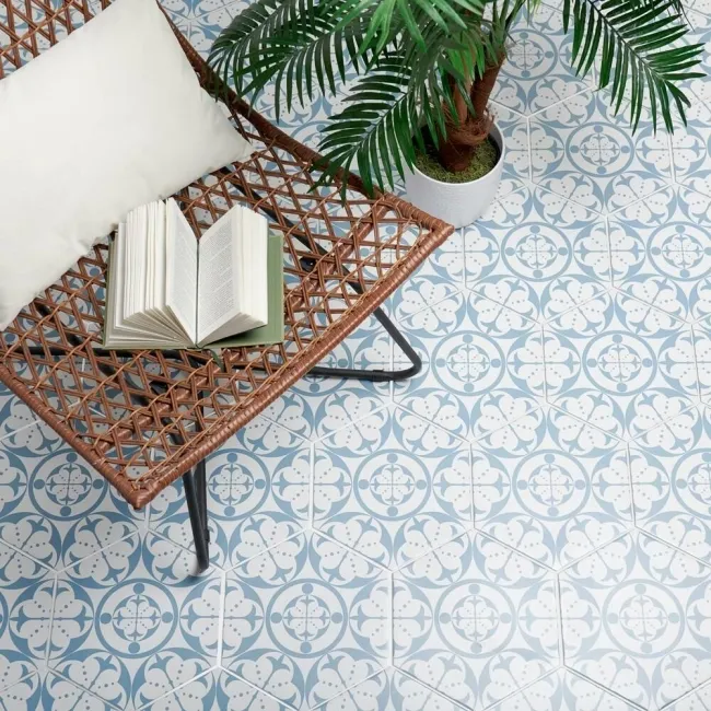 Carnaby Hexagon Decor Sky Tile