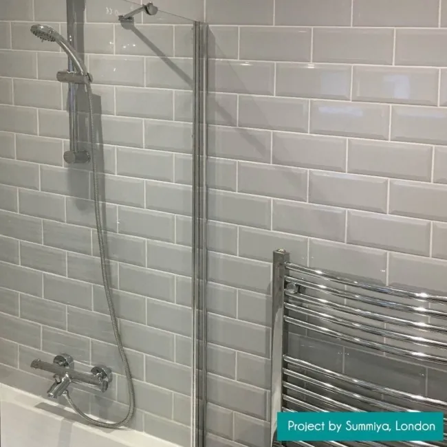 Retro Bevelled Grey Gloss Metro Tiles 200x100