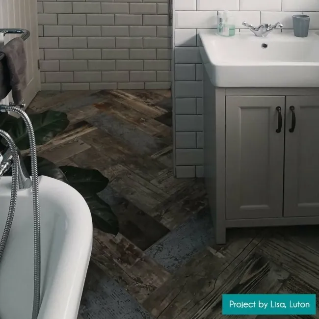 Vintage Blue Wood Effect Tile 15x60