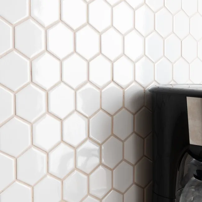 Pixel White Hexagon Gloss 50x50