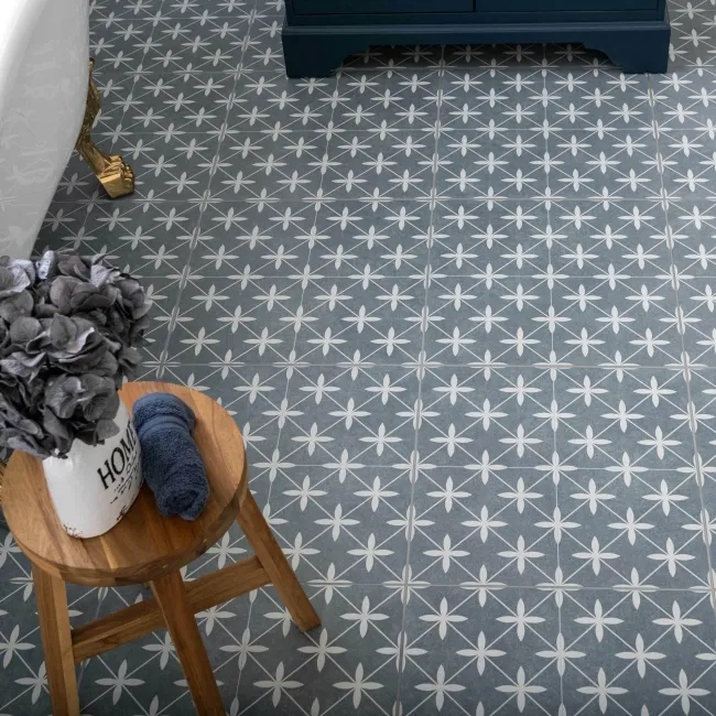 Poole Azul Matt Patterned Floor Tiles 450x450