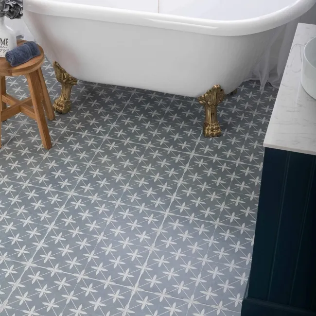 Poole Azul Matt Patterned Floor Tiles 450x450