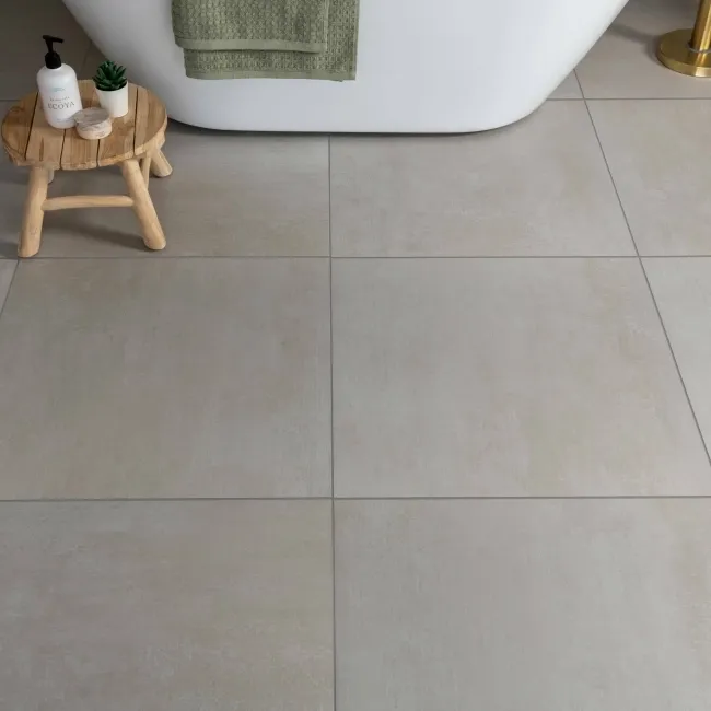 Porto White Matt Concrete Effect Wall and Floor Tiles 585x585