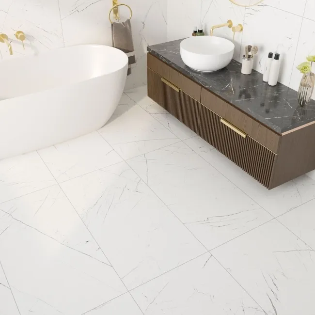 Marmo Thassos White Marble Effect Wall and Floor Tiles 1197x597