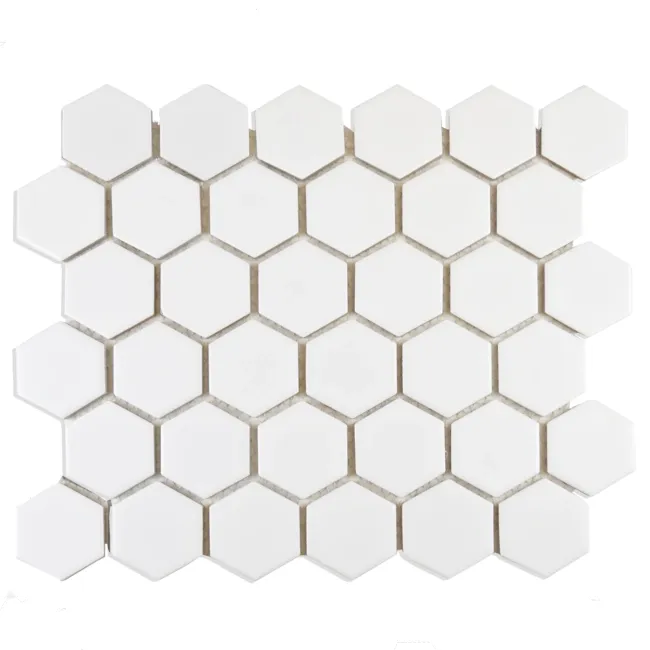Pixel White Hexagon Matt 50x50