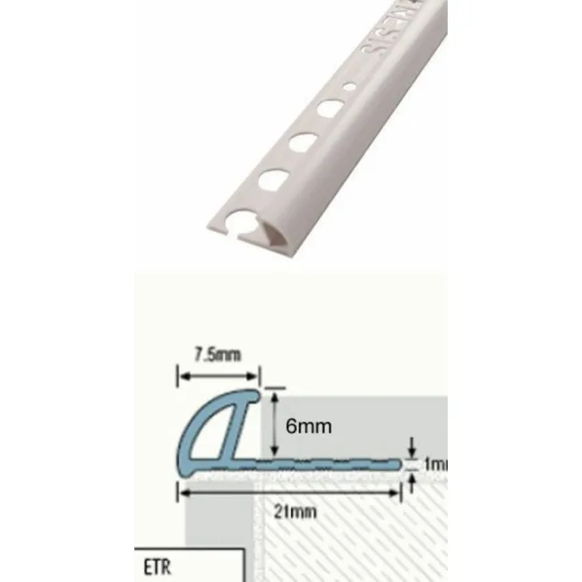 P.V.C Round Edge Trim 6mm White