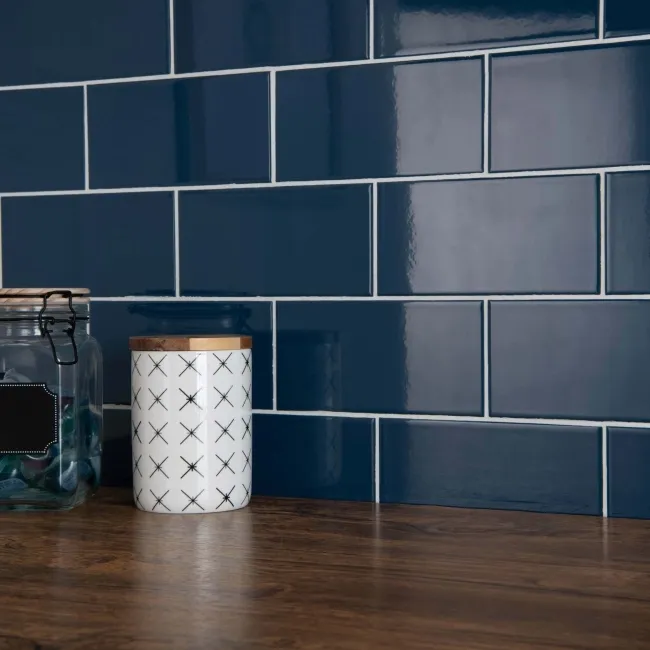 Liso Marino Blue Gloss Metro Tiles 100x200