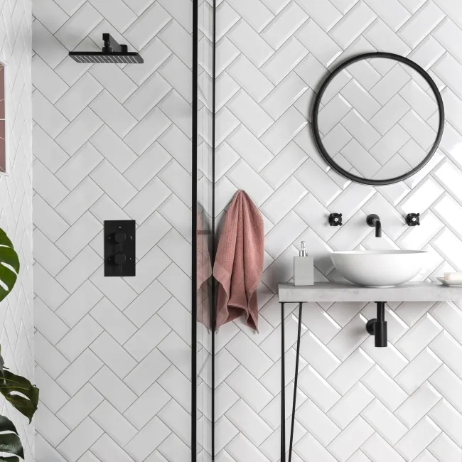 Fulham White Bevelled Metro Tiles