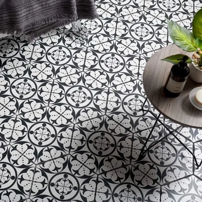 Carnaby Hexagon Decor Black Tile