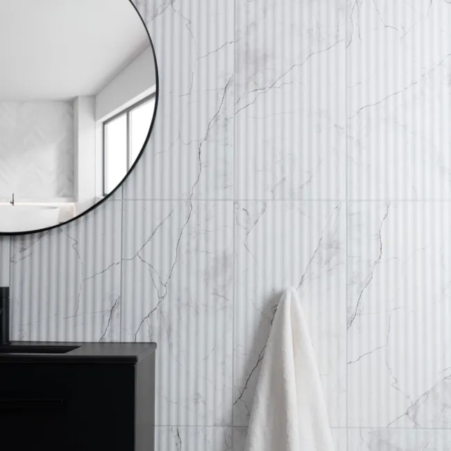 Riva White Matt Marble Effect Decor Wall Tile 600x300