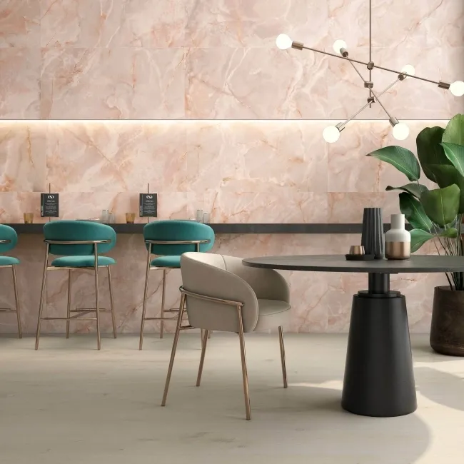Lux Noor peach Marble Effect Tile