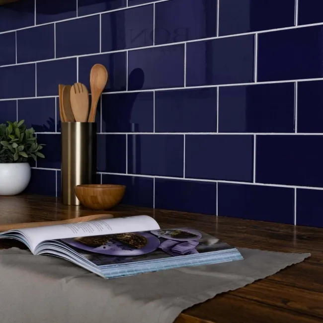 Liso Azul Blue Gloss Metro Tiles 100x200
