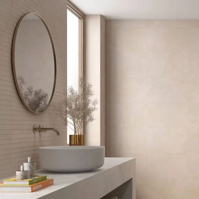 Artan Cream Decor Matt Stone Effect Wall Tiles 550x330x8.8mm