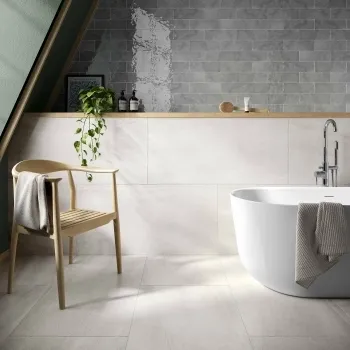 New Pietra White Rectified Matt Stone Effect Tile 1200x600x7mm
