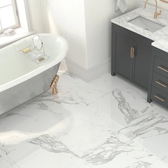 Eternal Grey Marble Marble Effect Polished Porcelain Wall and Floor Tile