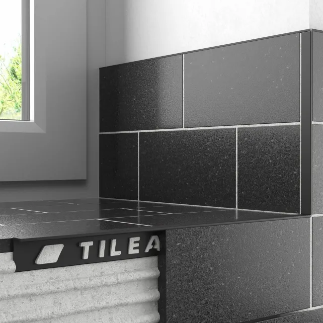 12mm Matt Black Square Edge Metal Trim