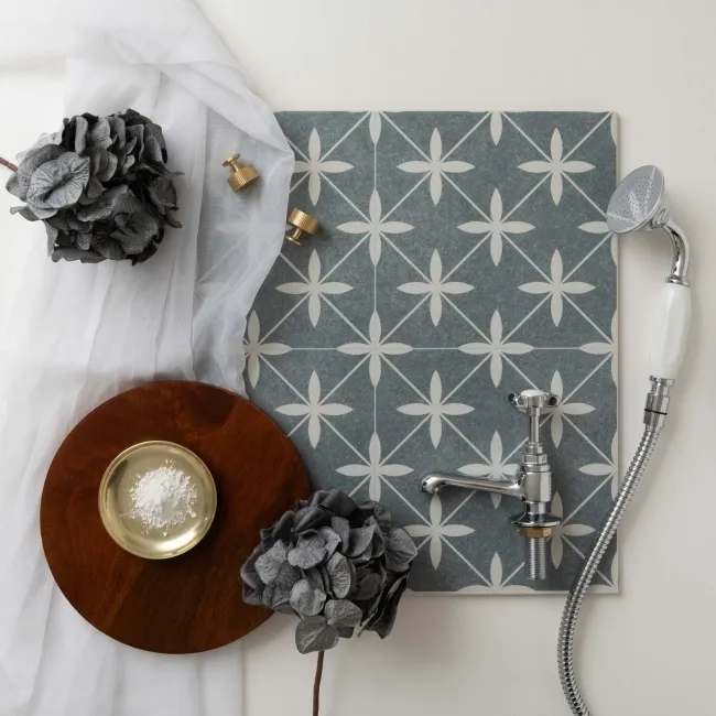 Poole Azul Matt Patterned Floor Tiles 450x450