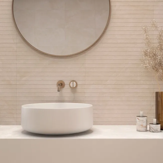 Artan Cream Decor Matt Stone Effect Wall Tiles 550x330x8.8mm