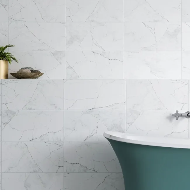 Riva White Matt Marble Effect Wall Tile 600x300