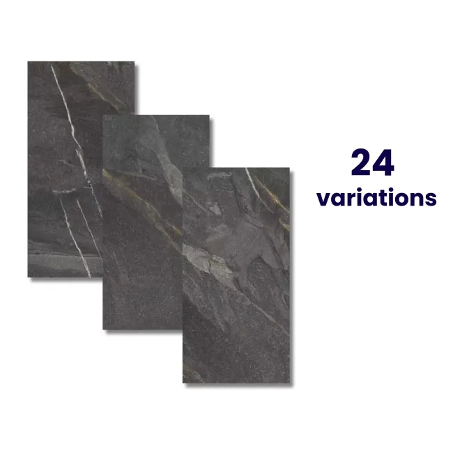 Granby Dark Grey Matt Stone Effect Wall And Floor Rectified Tiles