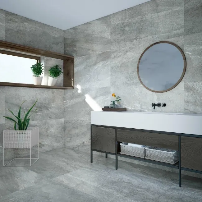 Astra Grey Matt Stone Effect Tiles 1200x600