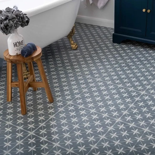 Poole Azul Matt Patterned Floor Tiles 450x450