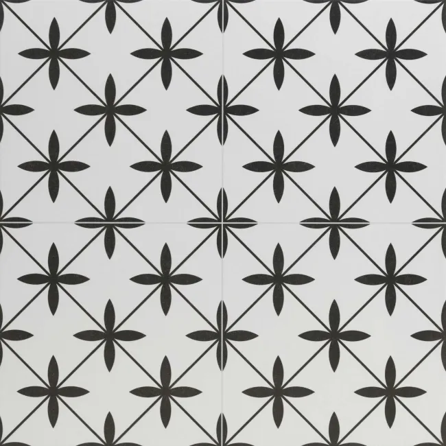 Poole White Matt Patterned Floor Tiles 450x450