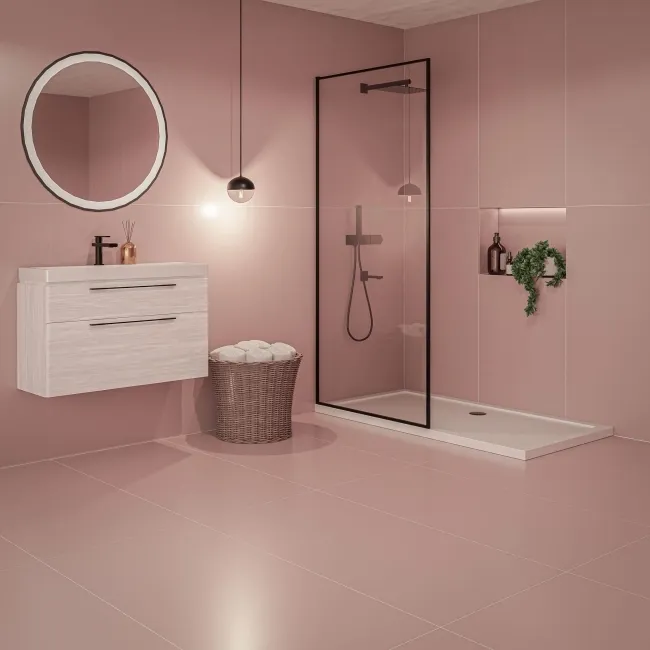 Cielo Polvere Pink Matt Plain Tiles 1198x598
