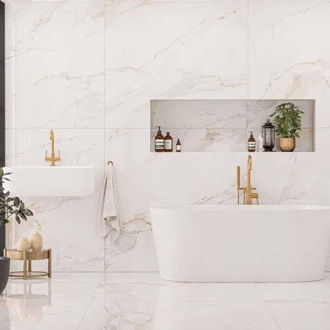 Marshall Gold Vein Polished Marble Effect Tiles 1200x1200