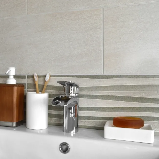 Milos Relieve Decor Mix Gris Stone Effect Tiles