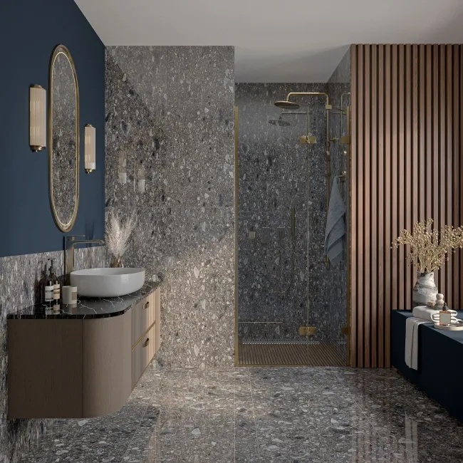 Ceppo Nuovo Grey Terrazzo Effect Wall and Floor Tiles 1197x597