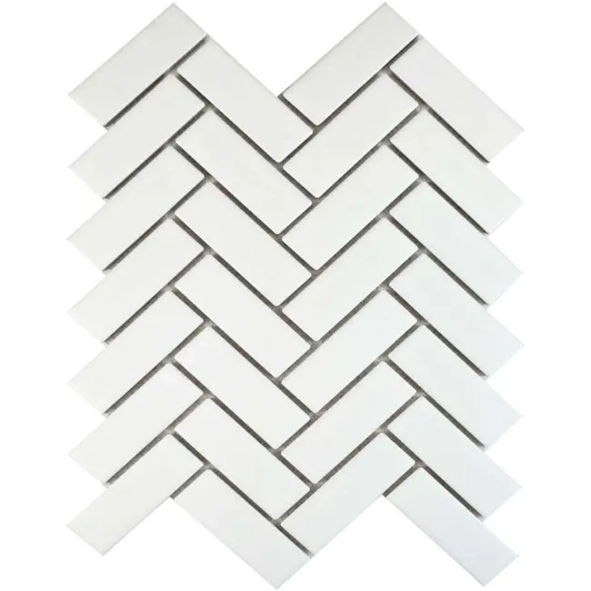 Pixel White Herringbone Matt 22x73