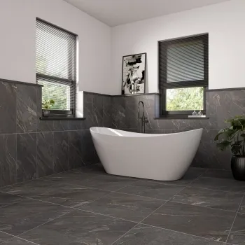Granby Dark Grey Matt Stone Effect Wall And Floor Rectified Tiles